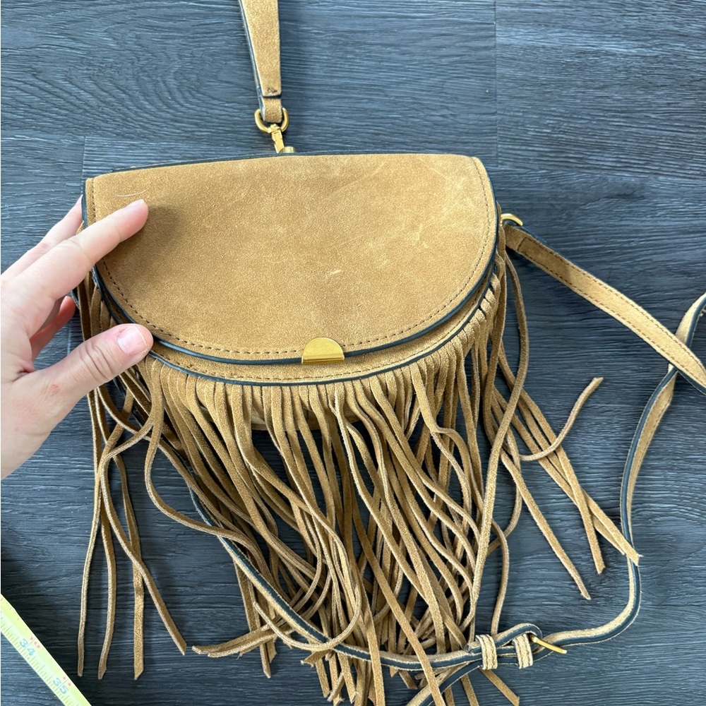 Mango tan fringe suede bag crossbody or clutch - Picture 5 of 8